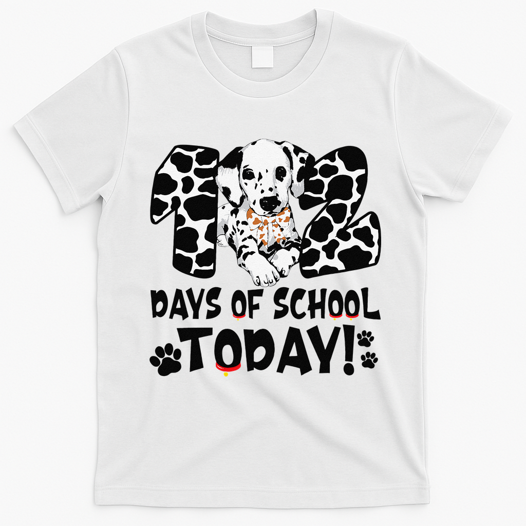 102 Days Of School Today Dalmatian Dog Funny 100th Day T-Shirt - White