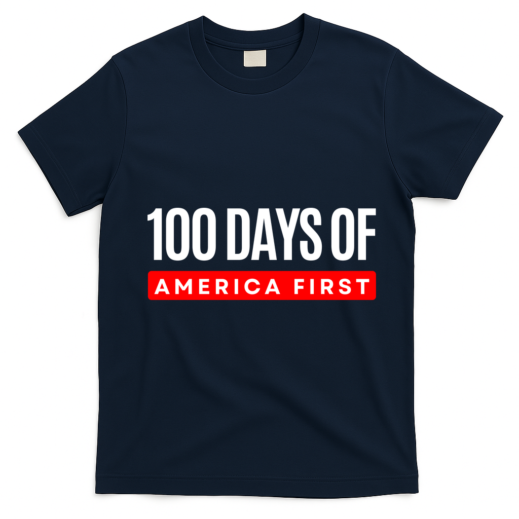 100 Days Of America First Funny Trump T-Shirt - Navy Blue