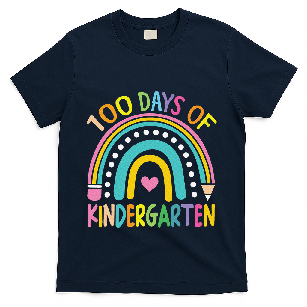 100th Day Of Kindergarten Teacher 100 Days Smarter Gift T-Shirt - Navy