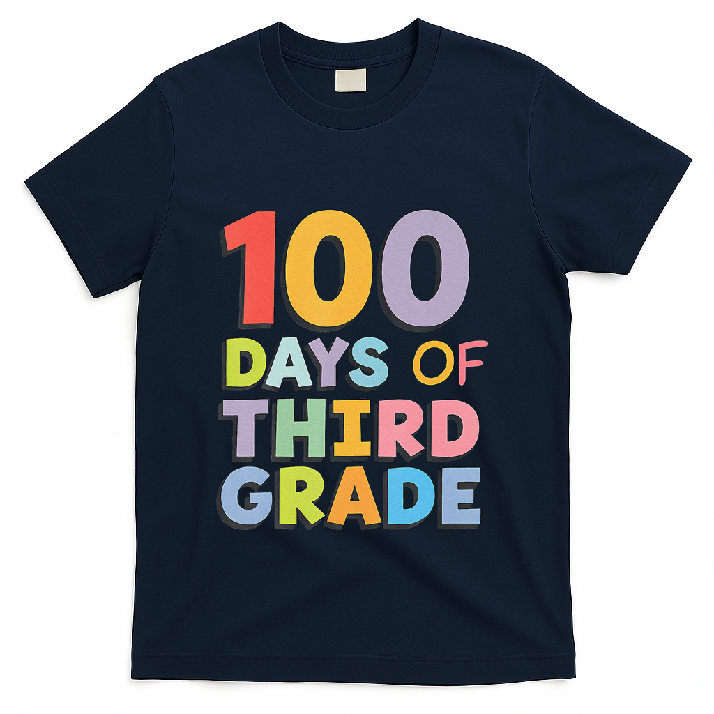 100 Days Of Third Grade Teacher 100th Day Of School T-Shirt - Navy