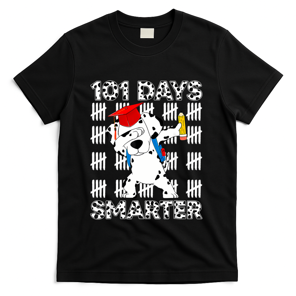 101 Days Of School Happy 100 Days Smarter Teacher T-Shirt - Black