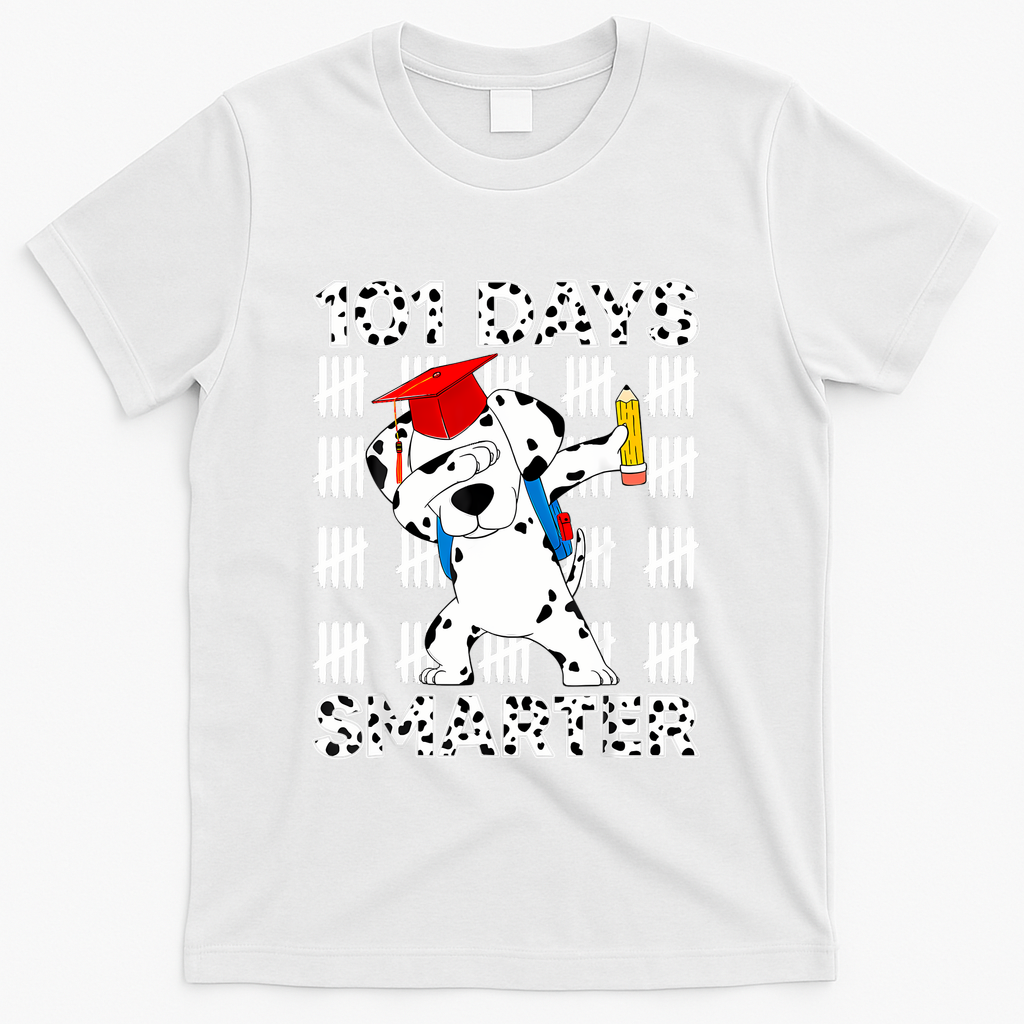101 Days Of School Happy 100 Days Smarter Teacher T-Shirt - White