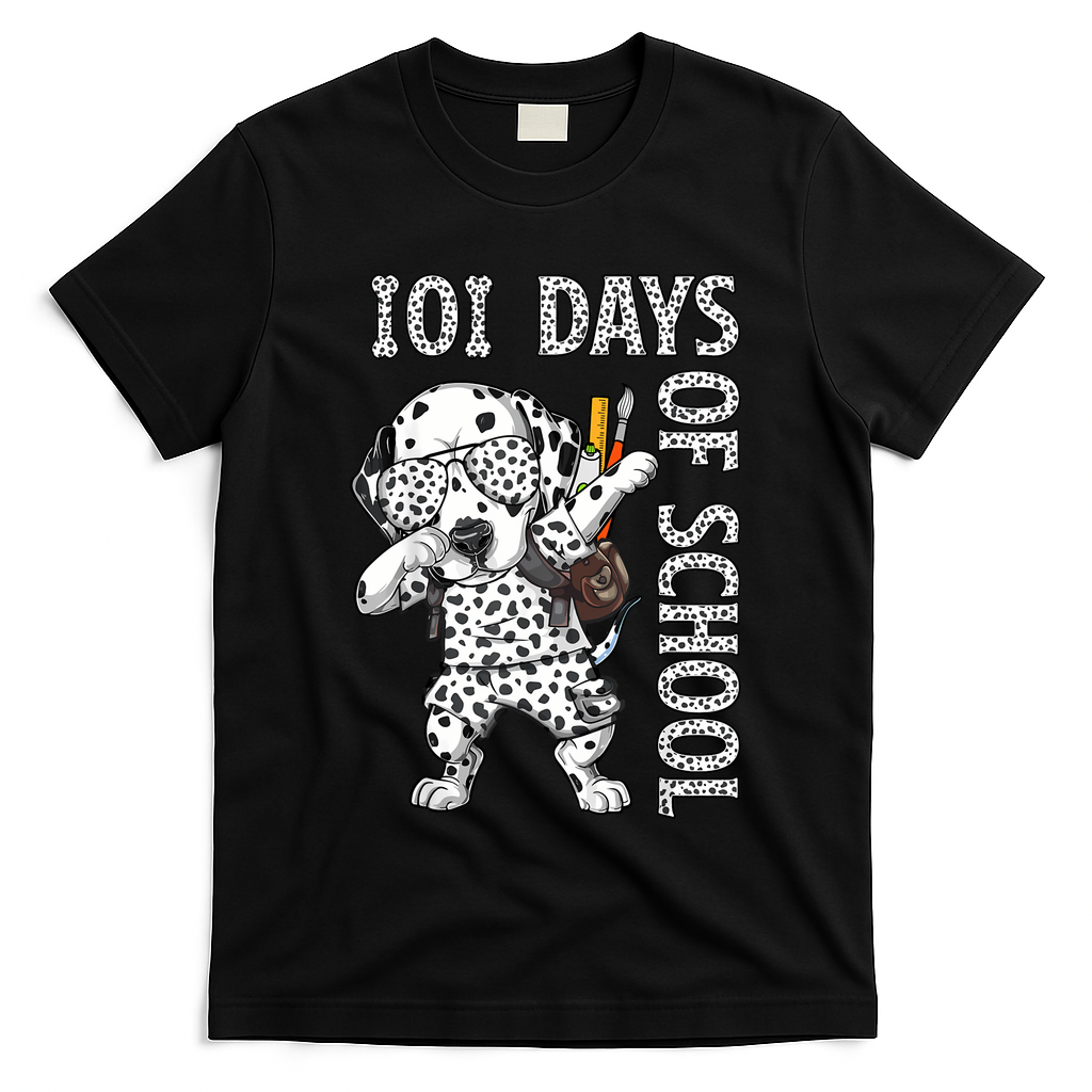 101 Days School Dabbing Dalmatian Dog Teachers T-Shirt