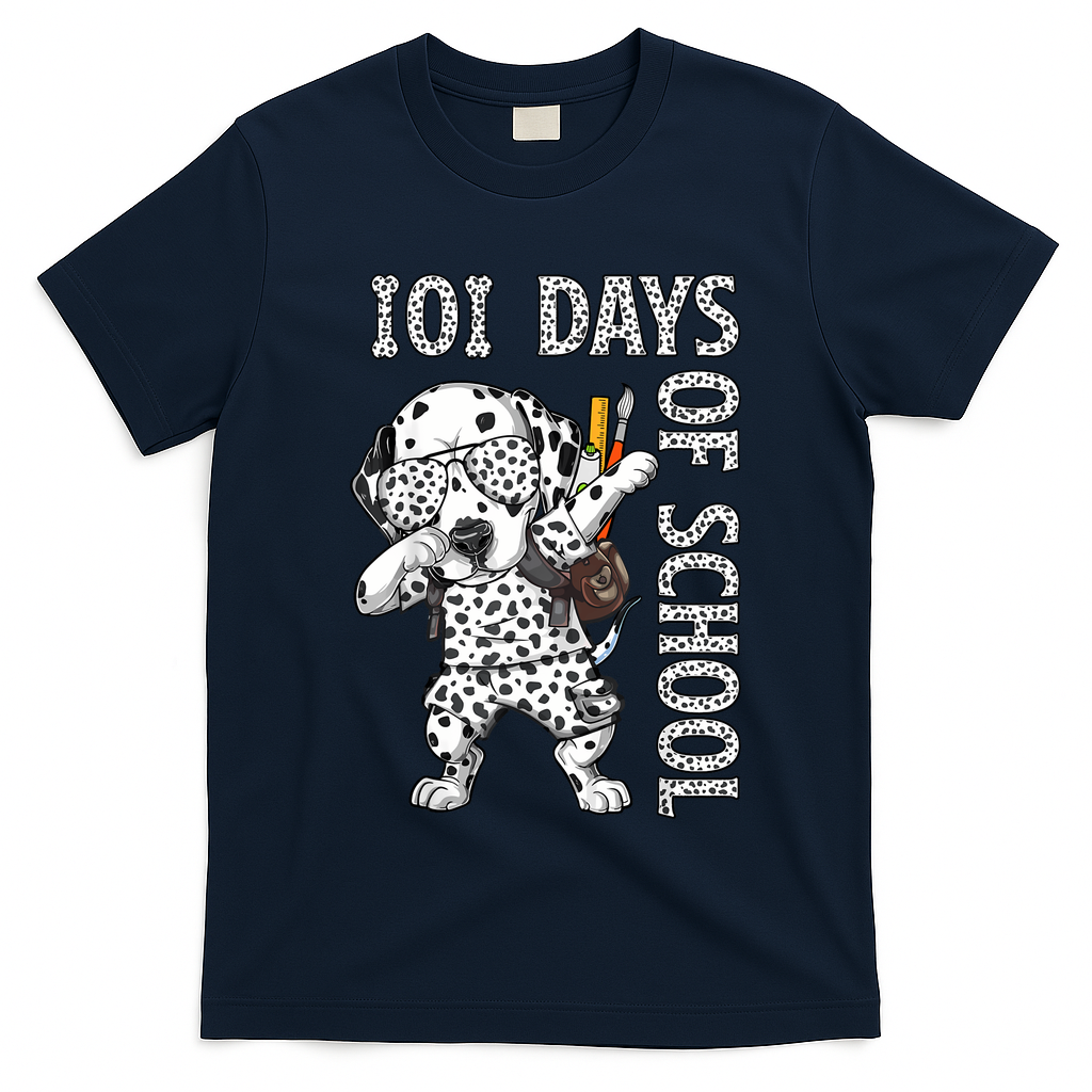101 Days School Dabbing Dalmatian Dog Teachers T-Shirt