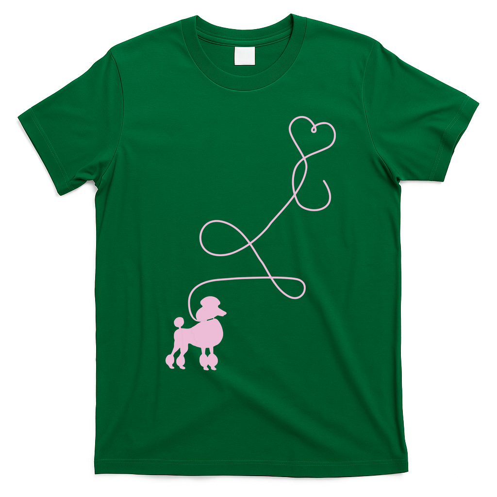 1950s Sock Hop Costume Dog Cute Poodle Heart T-Shirt - Irish Green