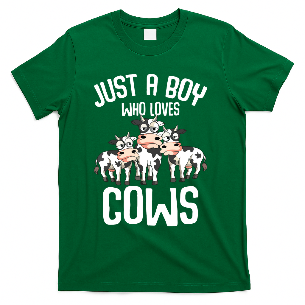 Just A Boy Who Loves Cows Farmers Cow Kids T-Shirt