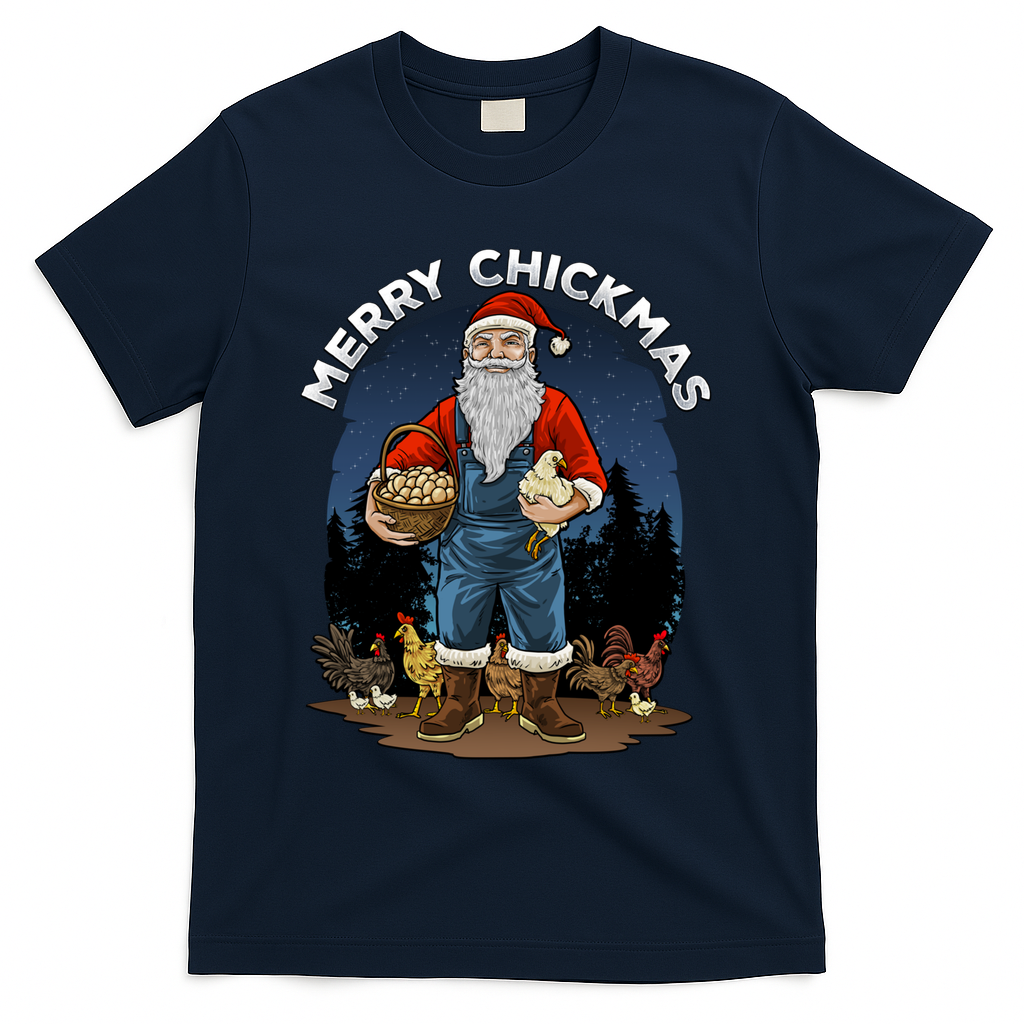 Merry Chickmas Chicken Funny Farmer Farming Christmas Santa Gift T-Shirt