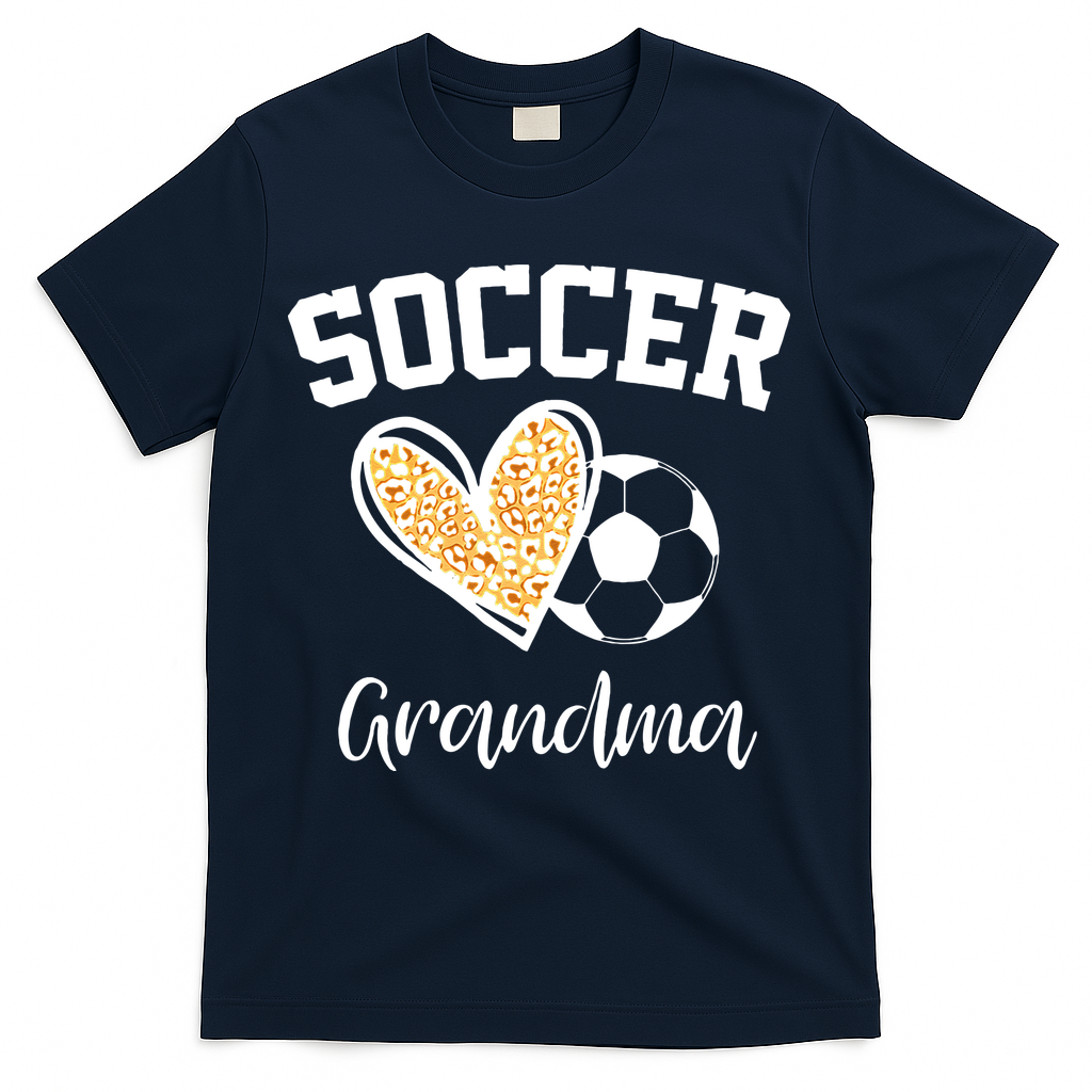 Soccer Grandma Leopard Heart Funny Mothers Day T-Shirt