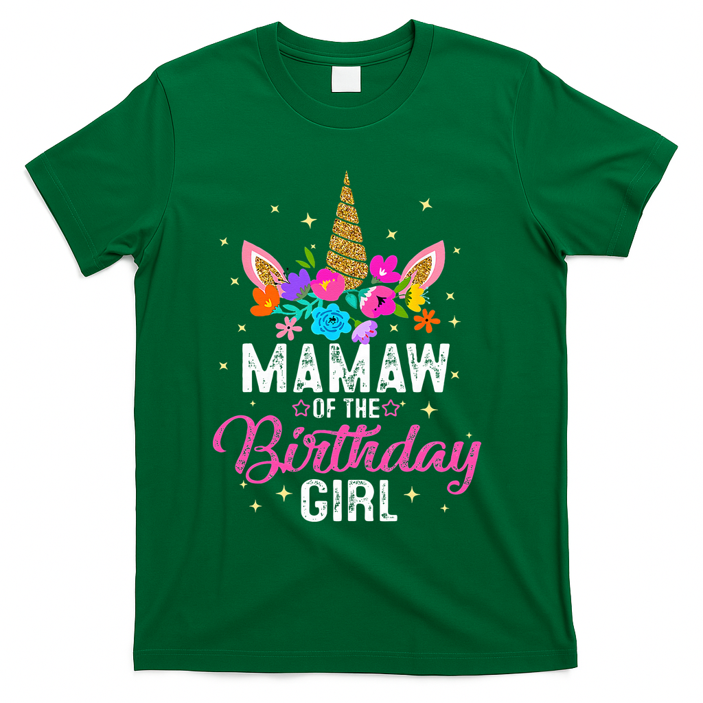 Mamaw Of The Birthday Mother Gift Unicorn Birthday T-Shirt