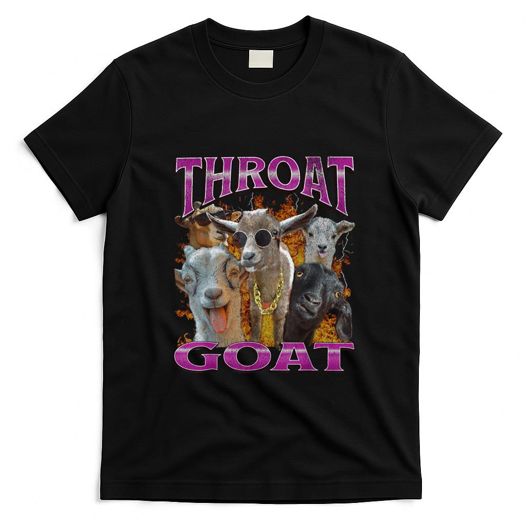 Funny Tees - Unisex-Adults Throat Goat Funny Offensive Adult Humor Bootleg Y2K Graphic T-Shirt - Black, Small - S