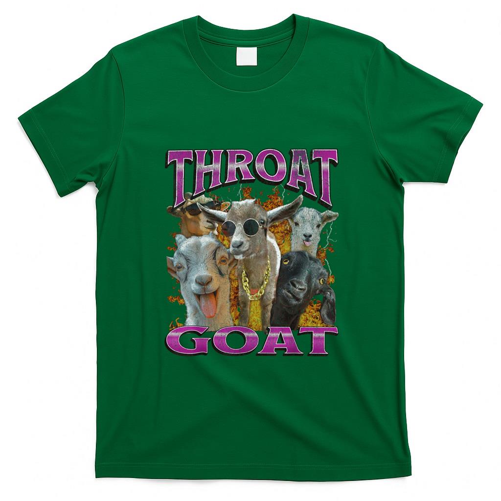Funny Tees - Unisex-Adults Throat Goat Funny Offensive Adult Humor Bootleg Y2K Graphic T-Shirt - Black, Small - S
