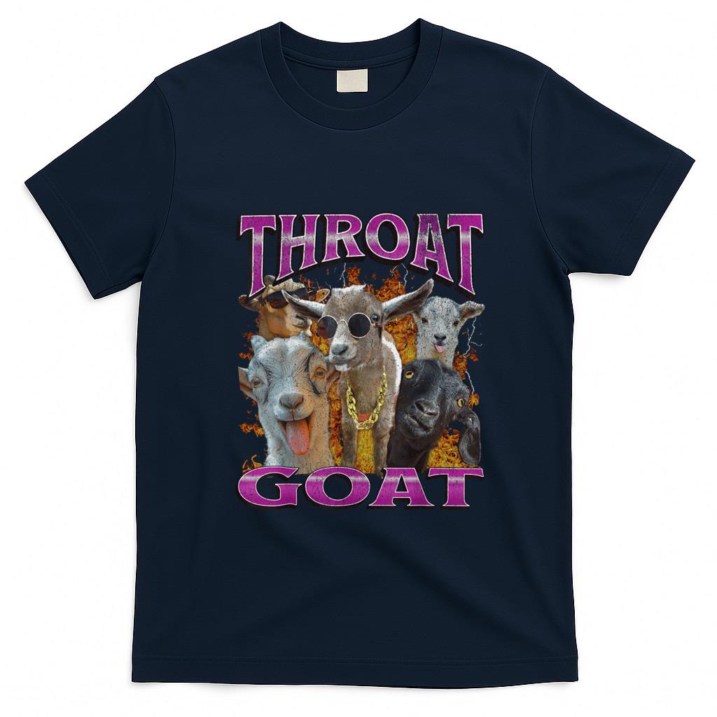 Funny Tees - Unisex-Adults Throat Goat Funny Offensive Adult Humor Bootleg Y2K Graphic T-Shirt - Black, Small - S