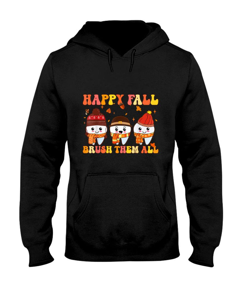 Happy Fall Brush Them Teeth Dentist Dental Thanksgiving T-Shirt