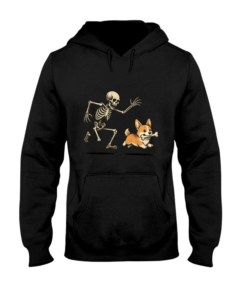 Pet Mom Halloween Shirt - Funny Skeleton Chasing Corgi Halloween Dog Mom Pet Lover Long Sleeve T-Shirt_3