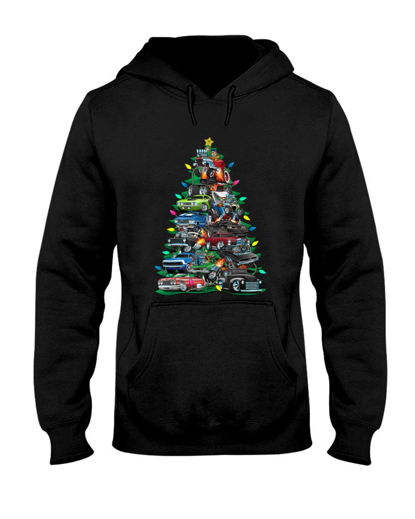 Car Madness Christmas Tree Classic Muscle Cars and Hotrods T-Shirt