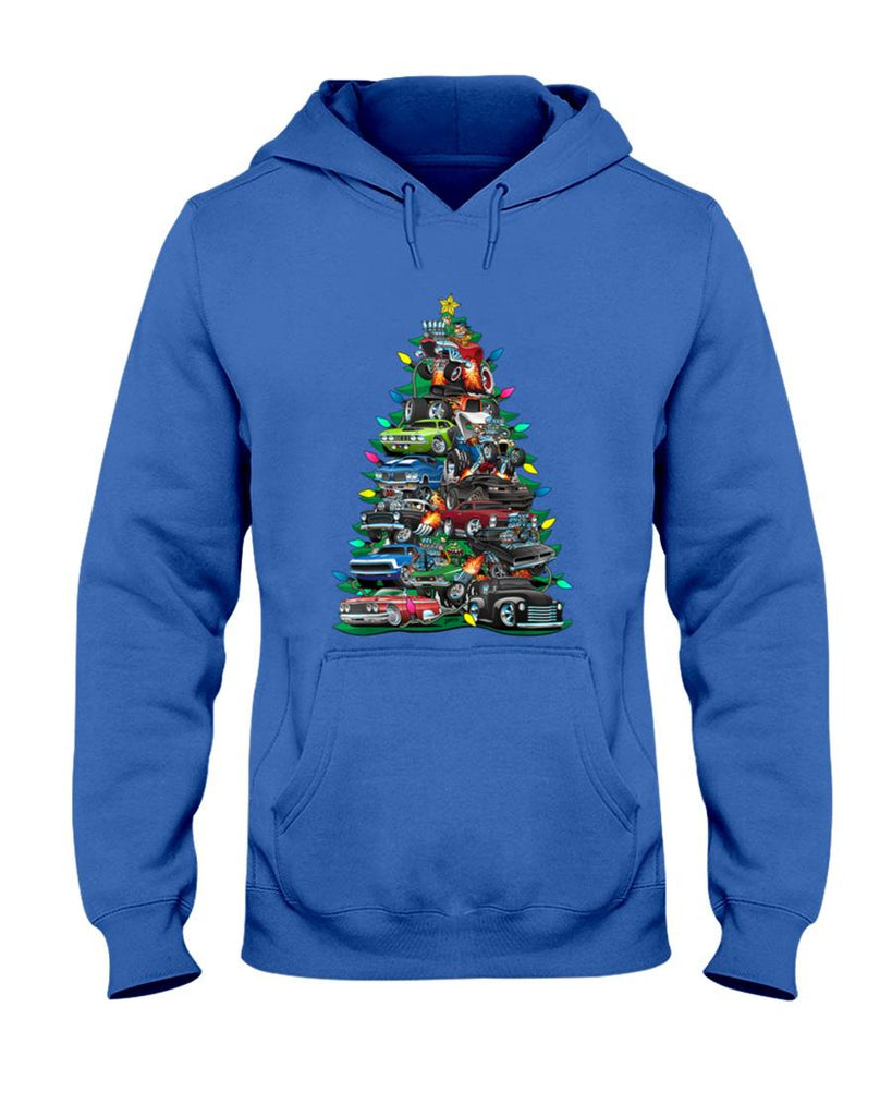 Car Madness Christmas Tree Classic Muscle Cars and Hotrods T-Shirt