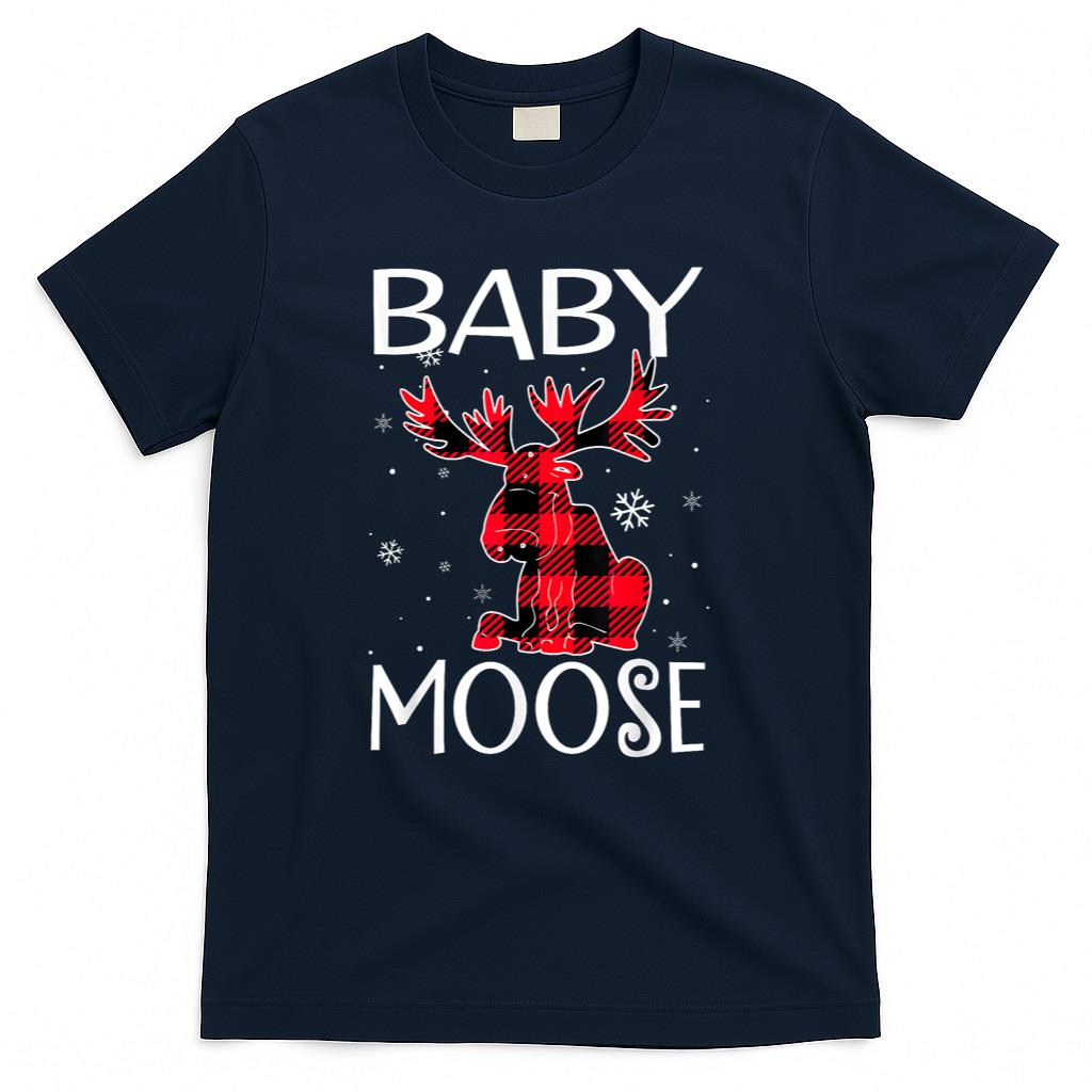 Baby Moose Red Plaid Matching Christmas Pajamas Family Xmas T-Shirt