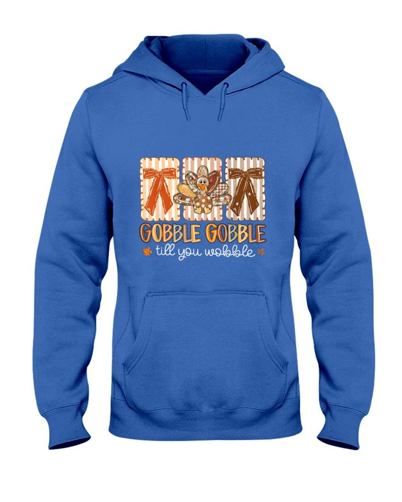 Gobble Gobble Till You Wobble Thanksgiving Turkey Bow Girly T-Shirt