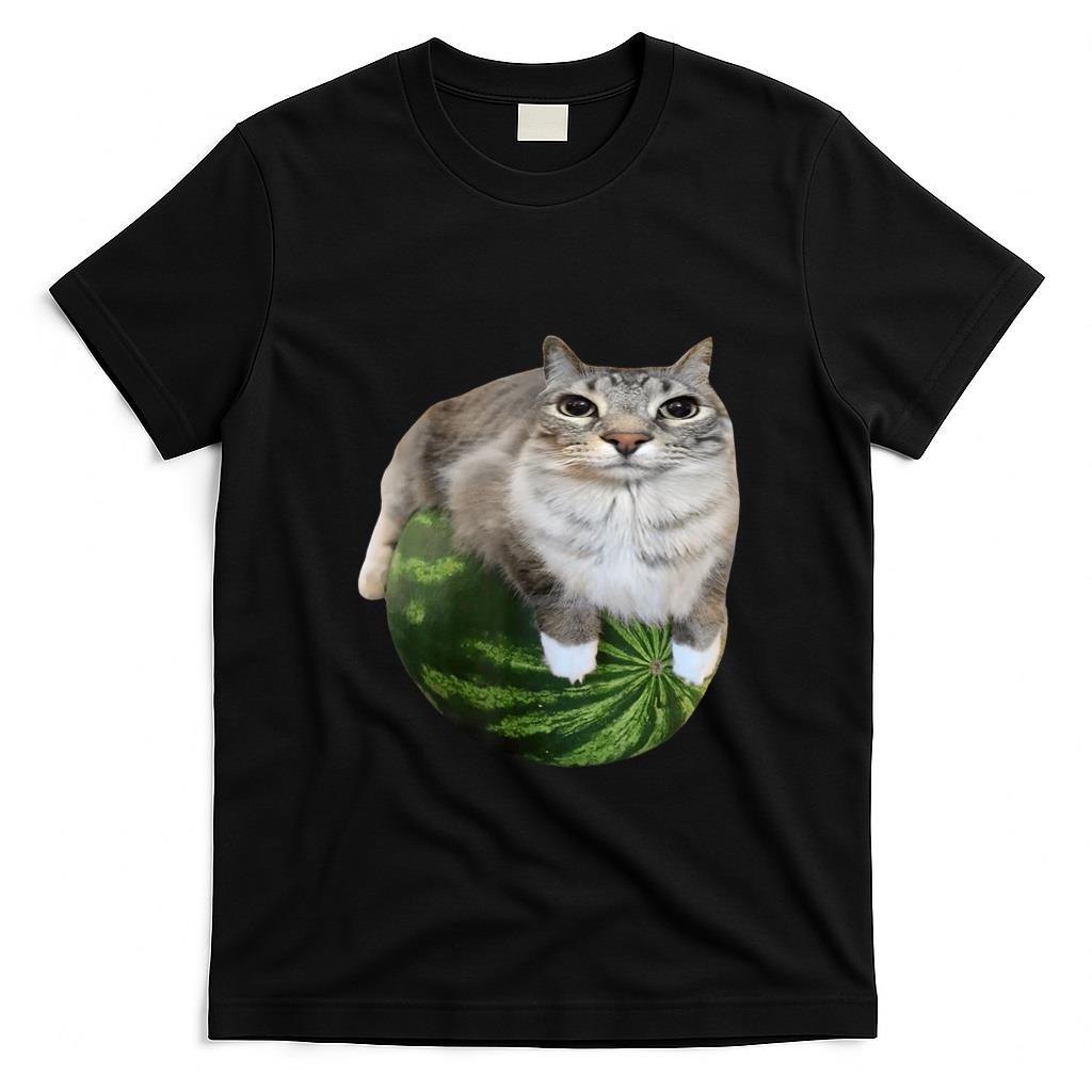 Funny Tees - Watermelon Cat Silly Cat Meme T-Shirt