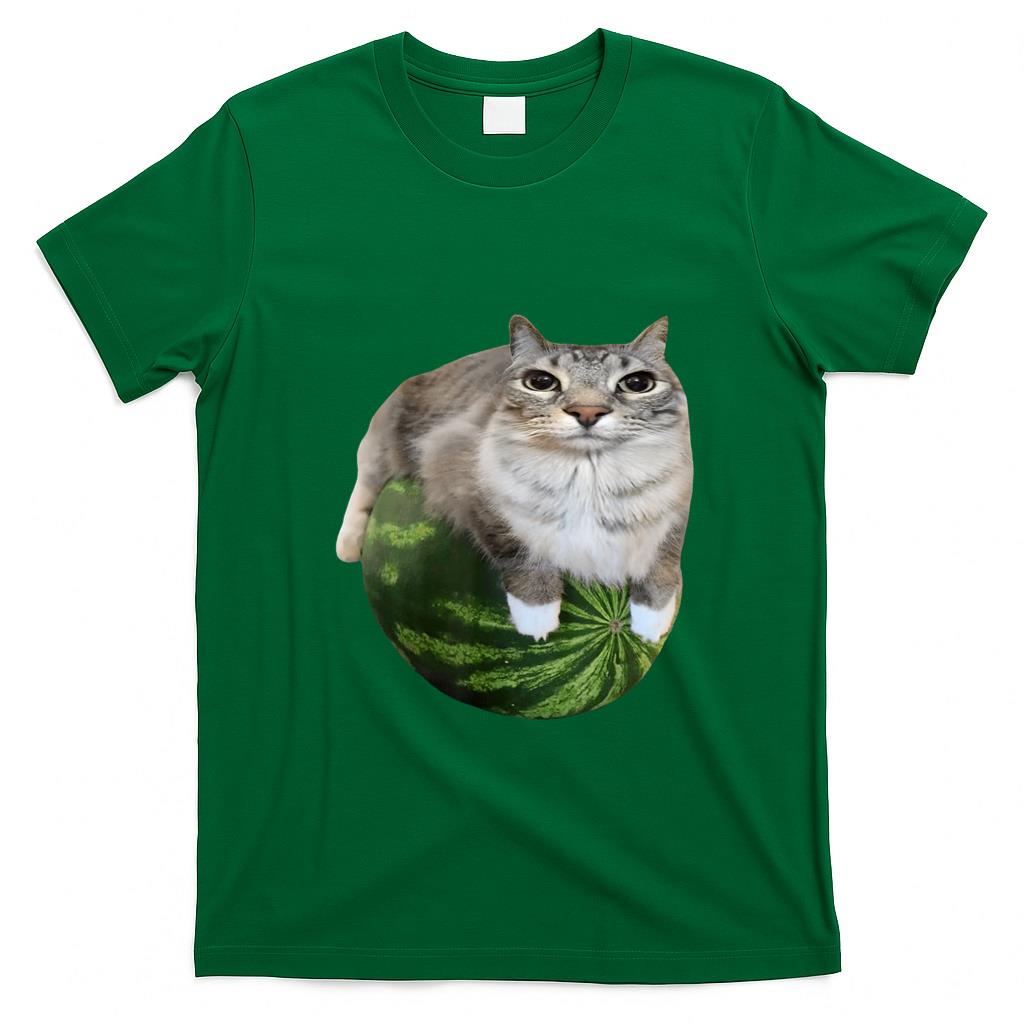 Funny Tees - Watermelon Cat Silly Cat Meme T-Shirt