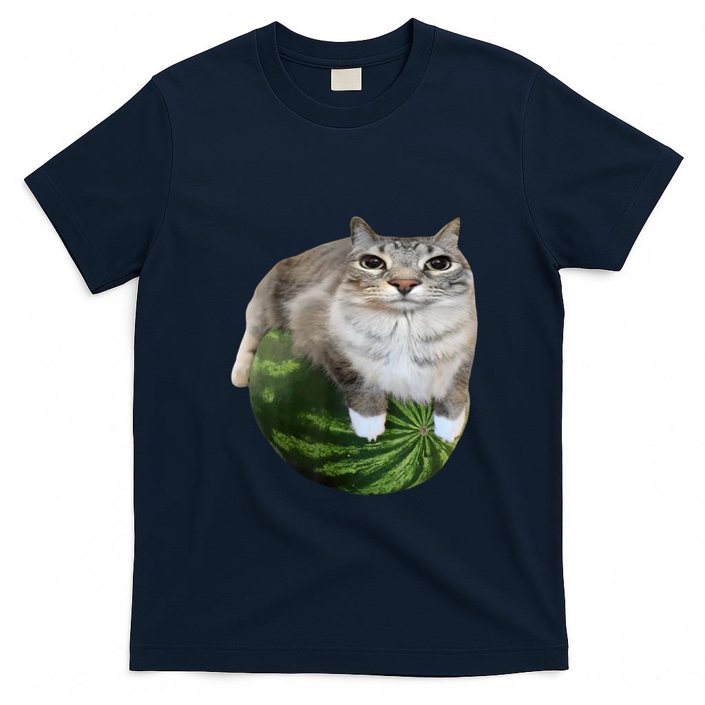 Funny Tees - Watermelon Cat Silly Cat Meme T-Shirt