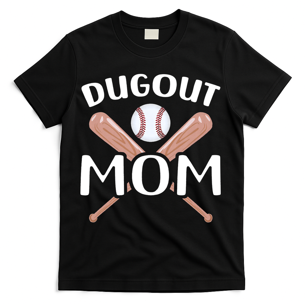 Funny Mom Dugout Mom Baseball Cool Baseball Mom T-Shirt