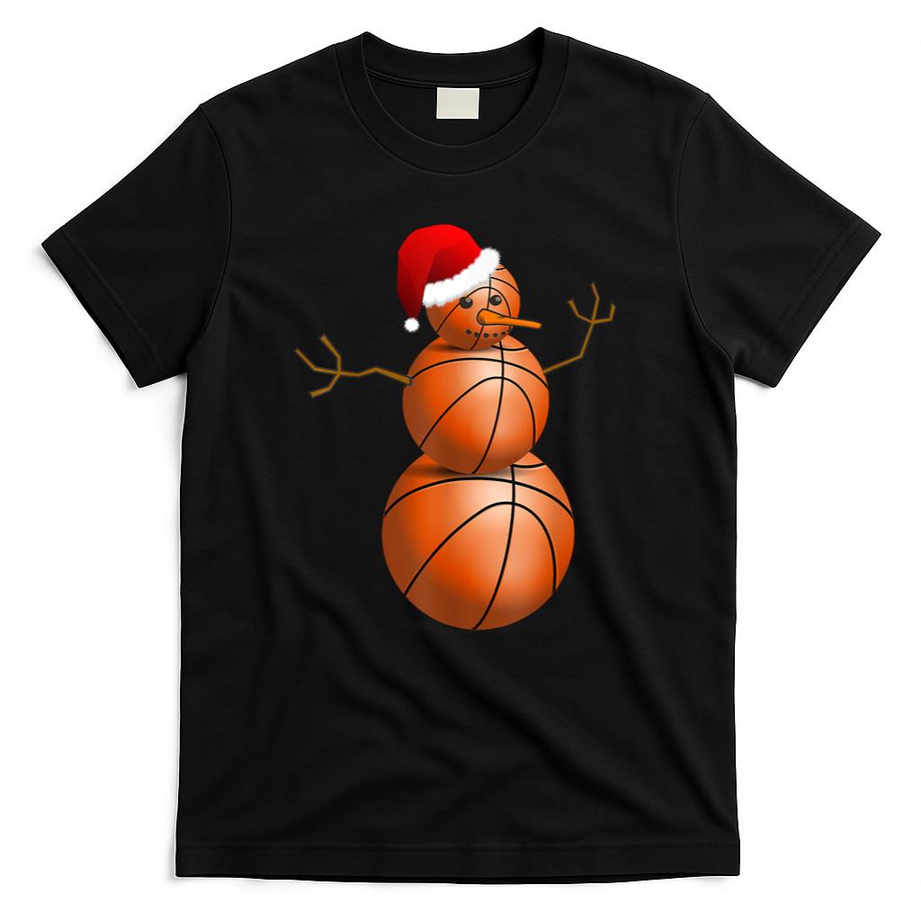 Christmas Basketball Shirt - Basketball Snowman T-Shirt T-Shirt