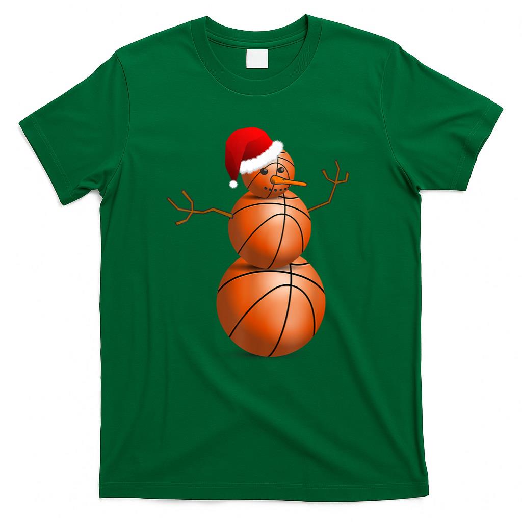 Christmas Basketball Shirt - Basketball Snowman T-Shirt T-Shirt