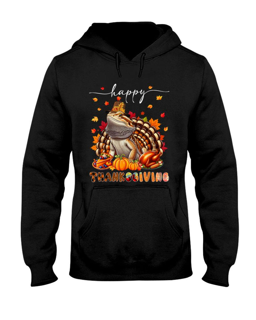 Wild Animal Thanksgiving Costume Happy Thanksgiving Bearded Dragon Turkey Fall Leaves T-Shirt