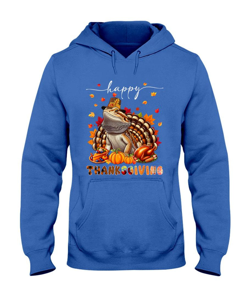 Wild Animal Thanksgiving Costume Happy Thanksgiving Bearded Dragon Turkey Fall Leaves T-Shirt