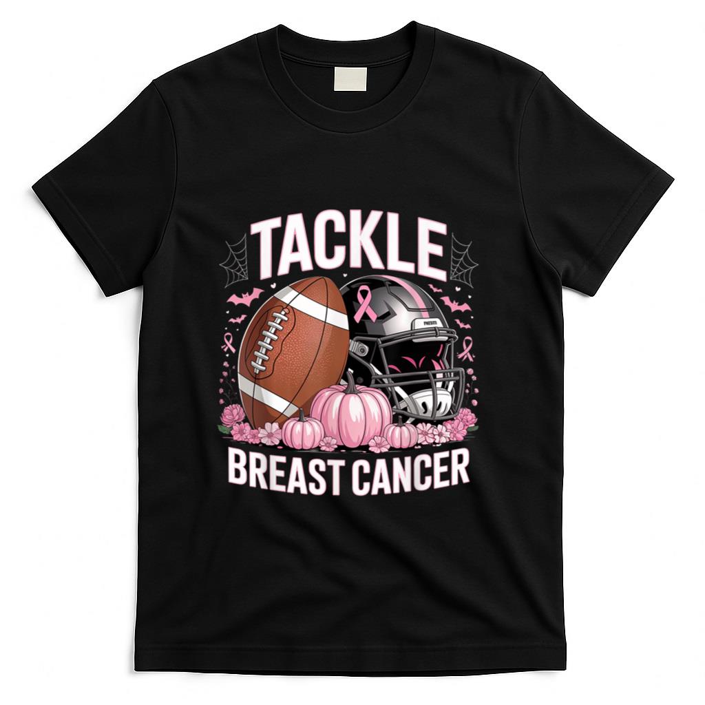 Tackle Breast Cancer Football Breast Cancer Awareness Month T-Shirt_1