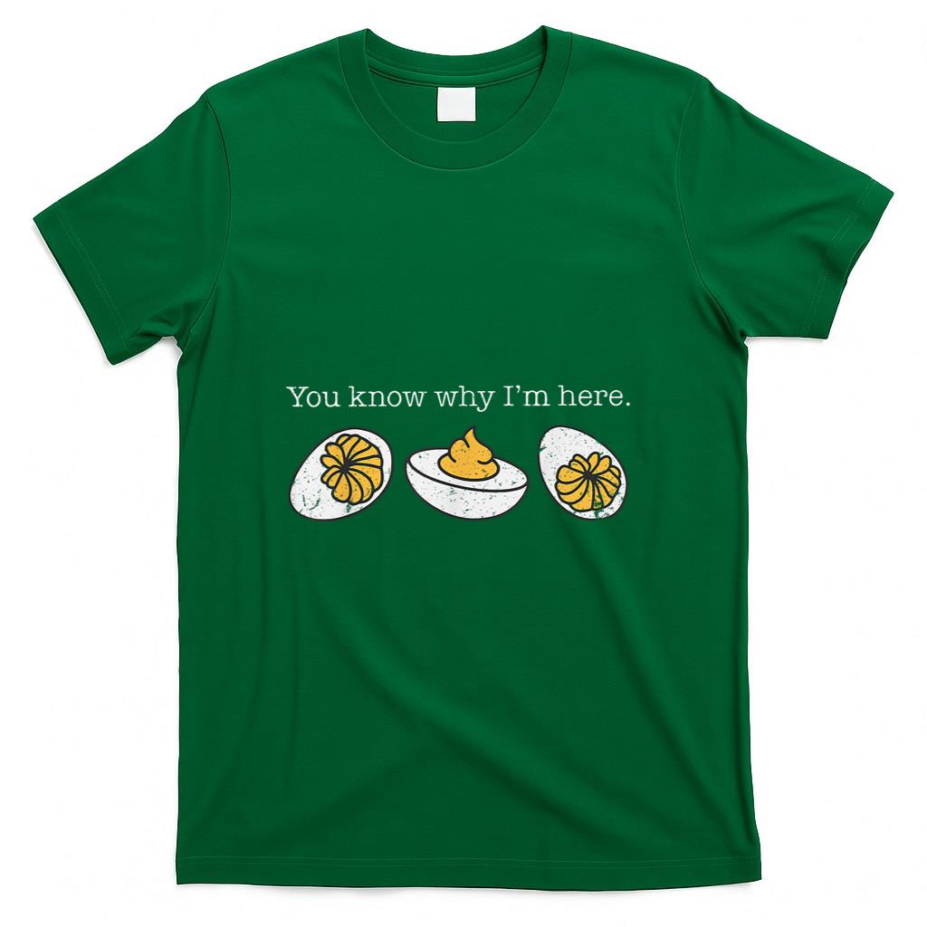Retro Thanksgiving You Know Why Im Here Deviled Egg T-Shirt - Unisex-Adults Kids - Black -
