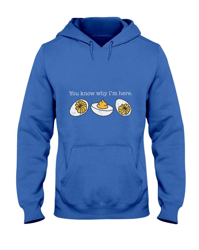 Retro Thanksgiving You Know Why Im Here Deviled Egg T-Shirt - Unisex-Adults Kids - Black -