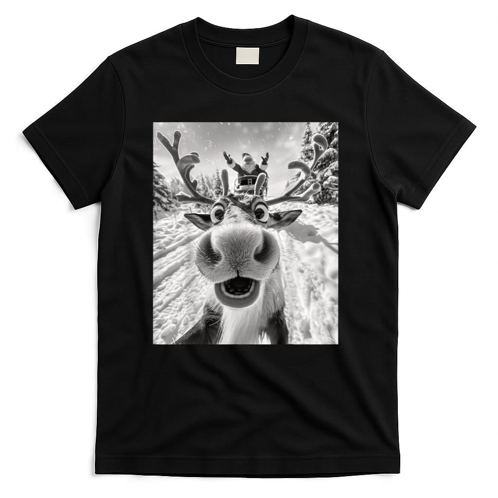 Funny Reindeer Selfie Christmas T-Shirt
