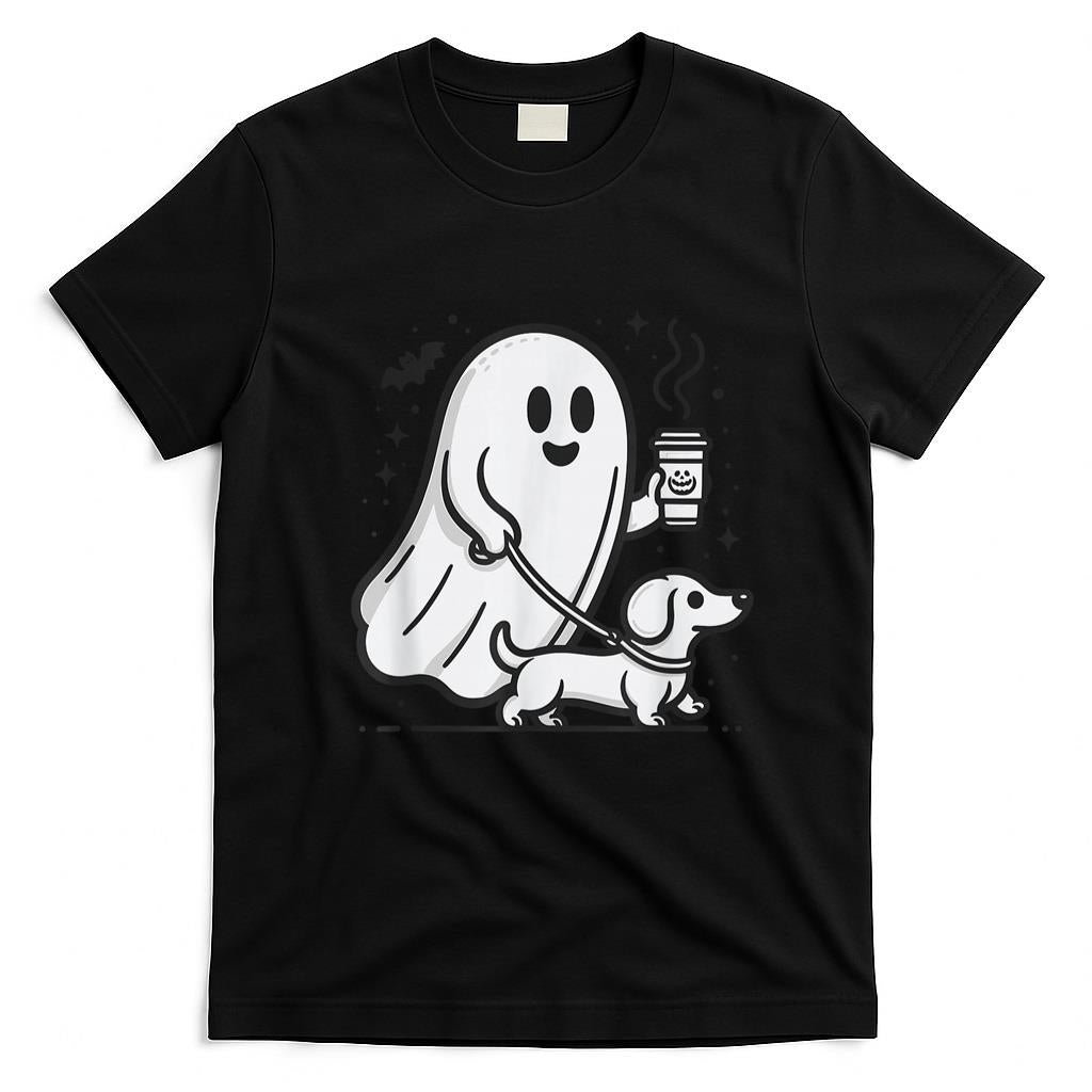 Pet Mom Halloween Shirt - Funny Dachshund Ghost Halloween Spooky Season Weenie Dog T-Shirt