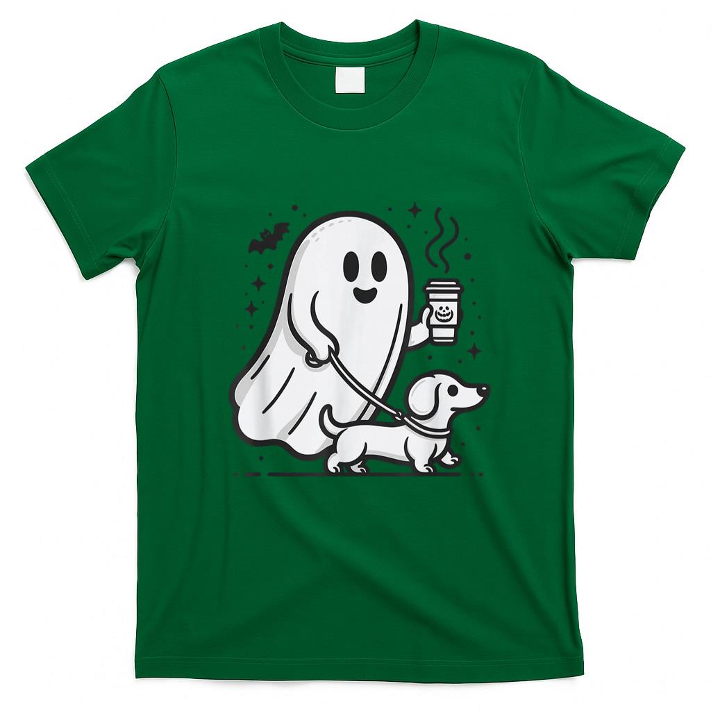 Pet Mom Halloween Shirt - Funny Dachshund Ghost Halloween Spooky Season Weenie Dog T-Shirt