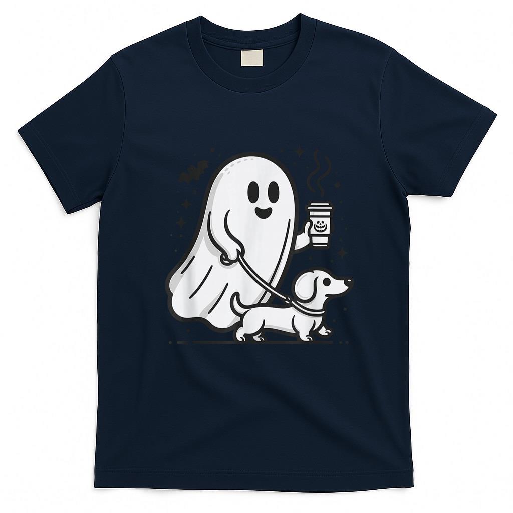 Pet Mom Halloween Shirt - Funny Dachshund Ghost Halloween Spooky Season Weenie Dog T-Shirt