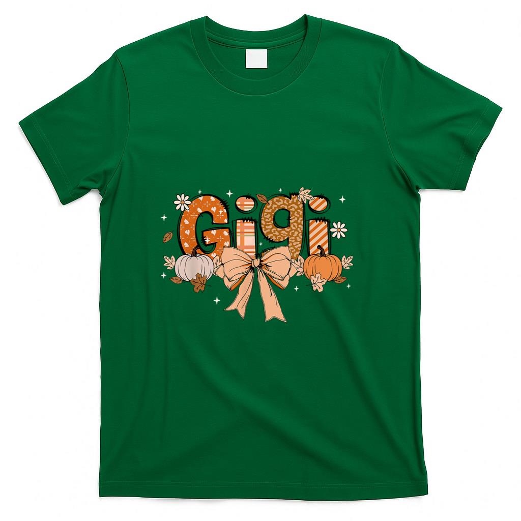 Gigi Pumpkin Fall Coquette Bow Thanksgiving Mom Women T-Shirt