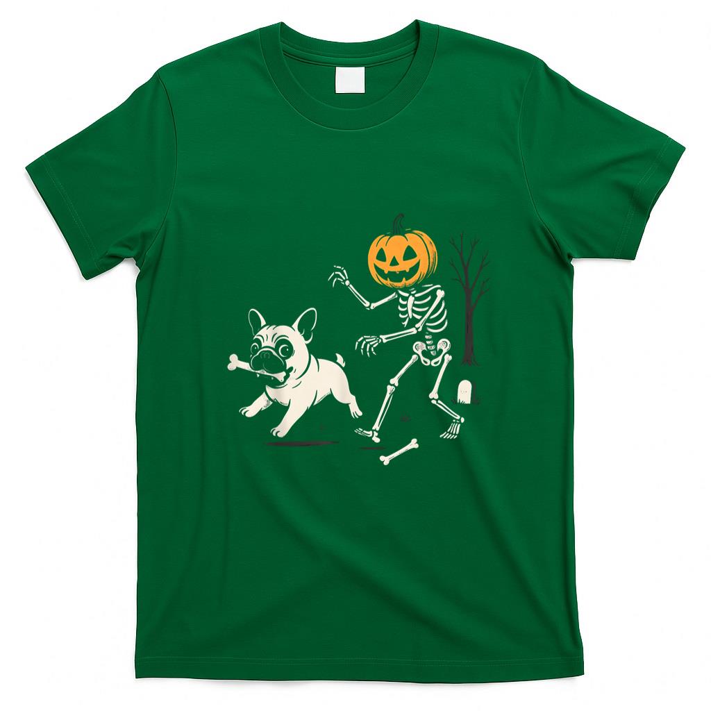 Pet Mom Halloween Shirt - Skeleton Chasing Dog Funny Halloween Dog Mom Pet Lover Pug T-Shirt_1