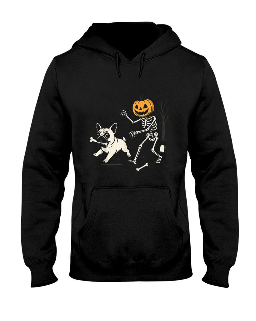 Pet Mom Halloween Shirt - Skeleton Chasing Dog Funny Halloween Dog Mom Pet Lover Pug T-Shirt_1