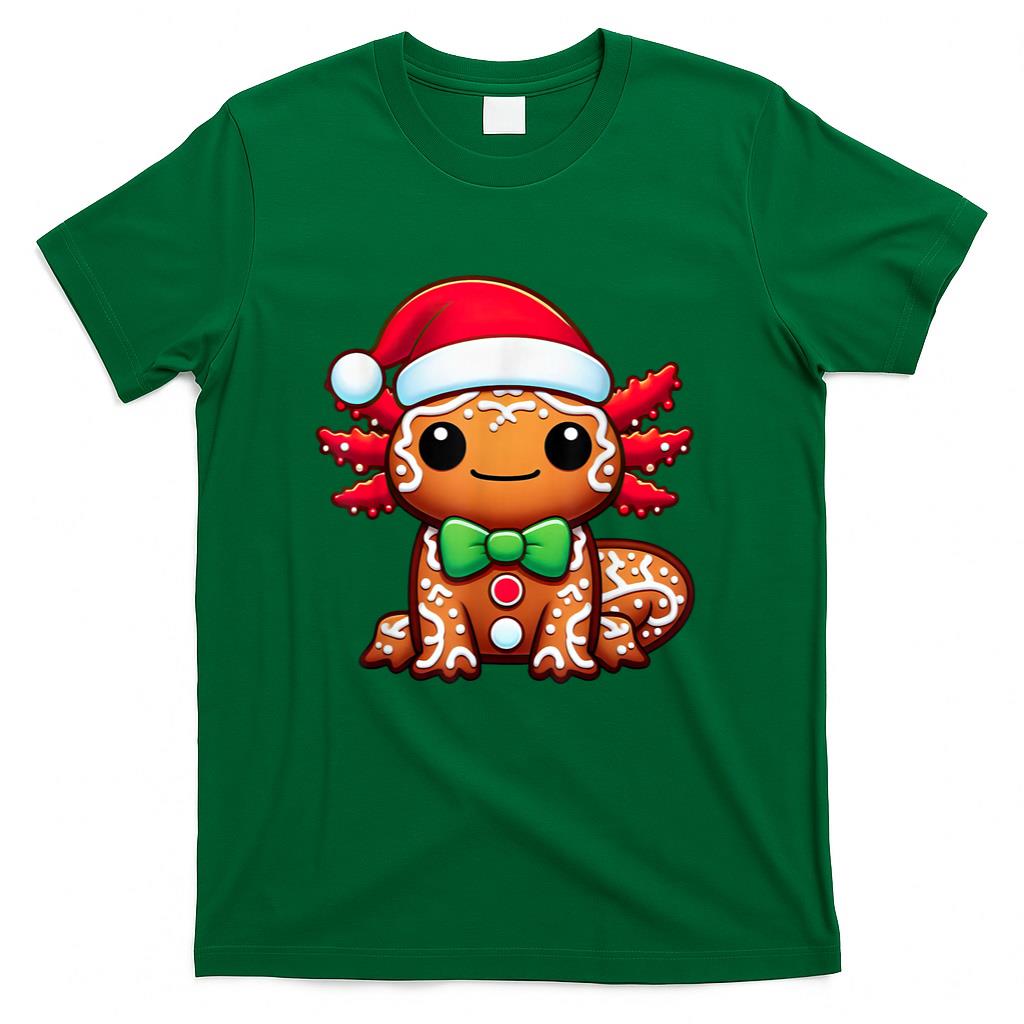 Funny Gingerbread Man Axolotl Christmas Womens Mens Kids T-Shirt