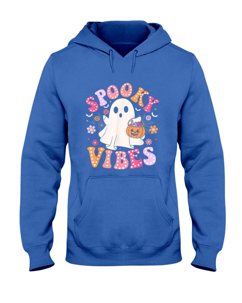 Halloween Shirt - Spooky Vibes Ghost Retro Groovy Halloween Women Girls Kids T-Shirt
