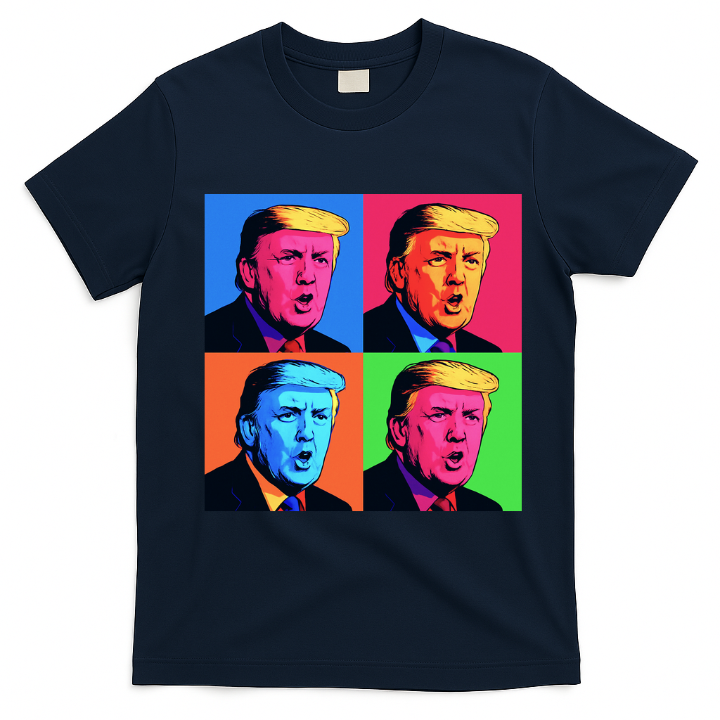 Pop Art Donald Trump Retro T-Shirt - Navy Blue