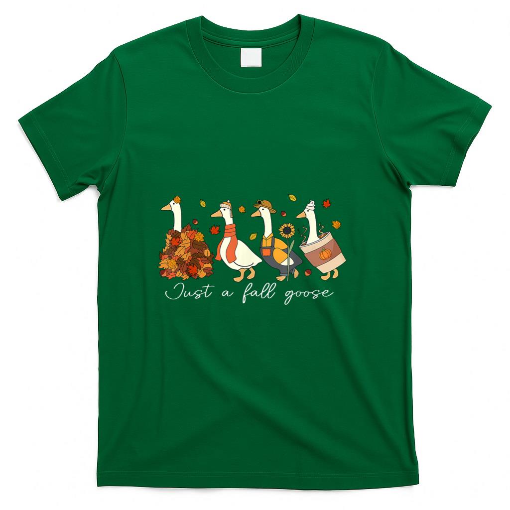 Just A Cozy Goose Fall Vibes Autumn Pumpkin Funny Cozy Goose T-Shirt