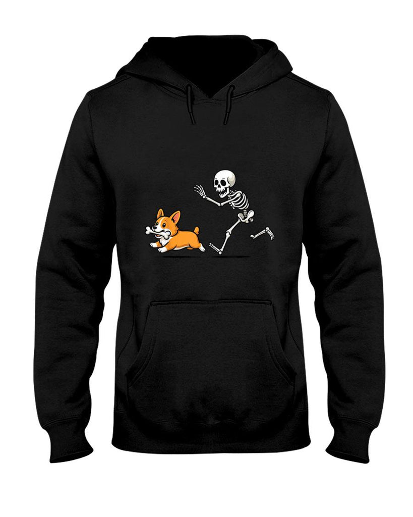 Pet Mom Halloween Shirt - Funny Skeleton Chasing Corgi Halloween Dog Mom Pet Lover T-Shirt_1