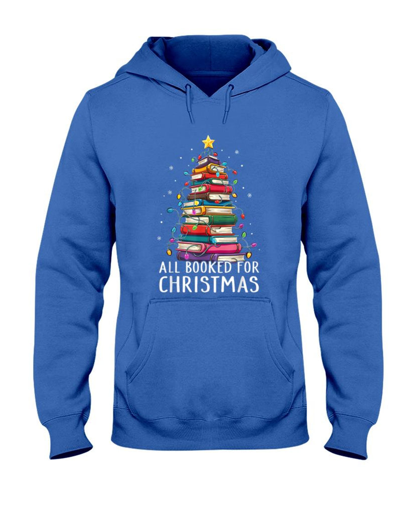 All Booked For Christmas Book Christmas Tree Lights T-Shirt