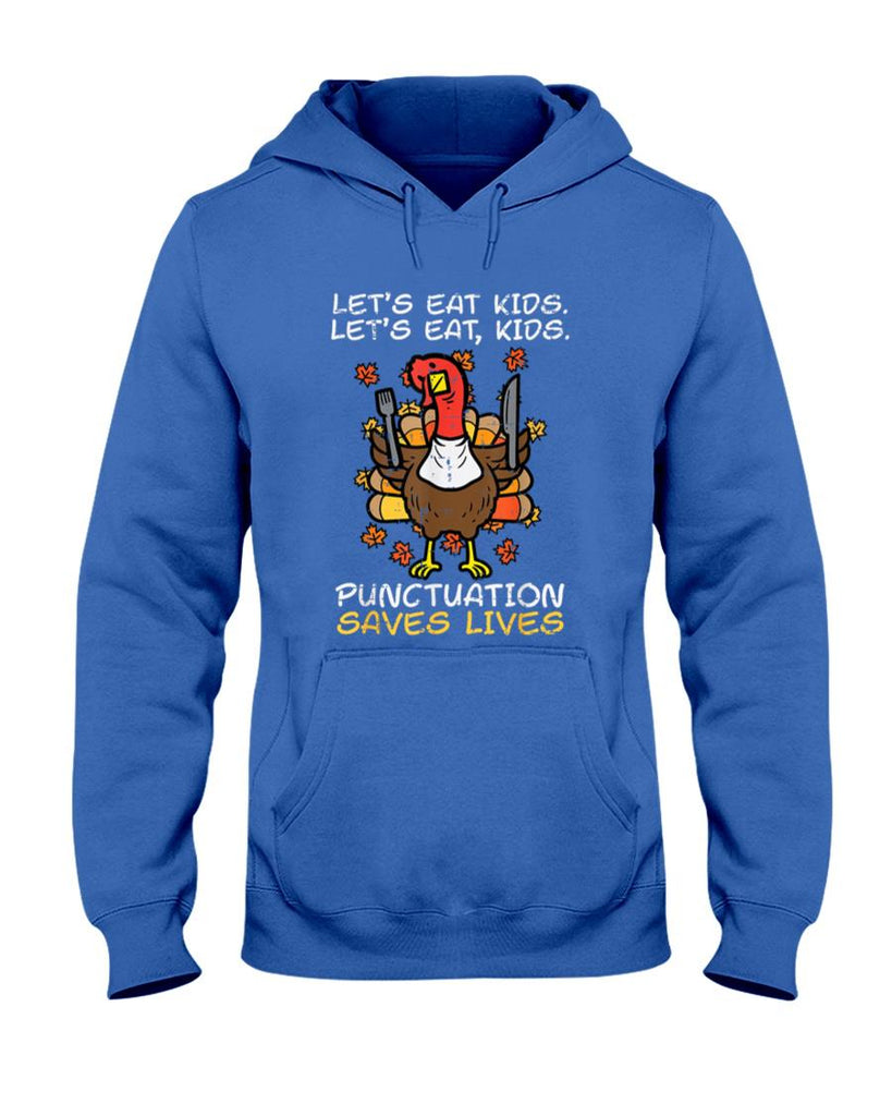 Funny Thanksgiving Teacher Turkey Lets Eat Kids Punctuation T-Shirt