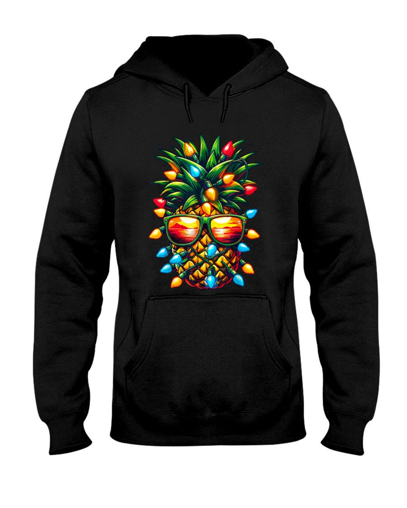 Tropical Pineapple Sunglass Christmas Lights Xmas T-Shirt