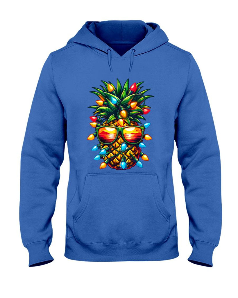 Tropical Pineapple Sunglass Christmas Lights Xmas T-Shirt