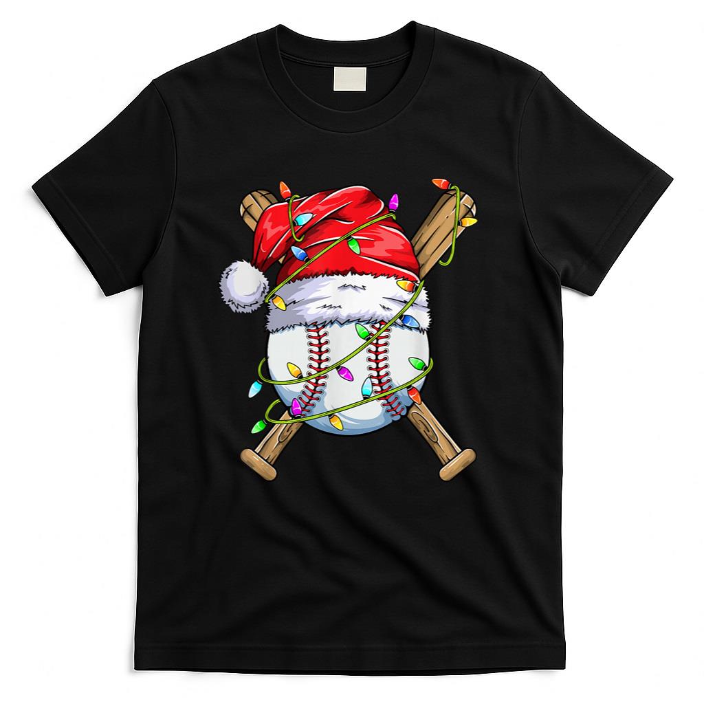 Santa Sports Design For Men Boys Christmas Baseball Player T-Shirt